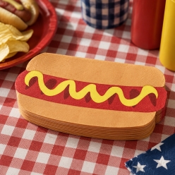 BBQ Shaped Hotdog Dinner Napkins - 16 PK